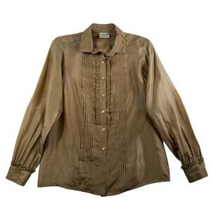 Vtg Mardi 34 XS Blouse Silk Button Front Shirt Top Romantic Regency Victorian